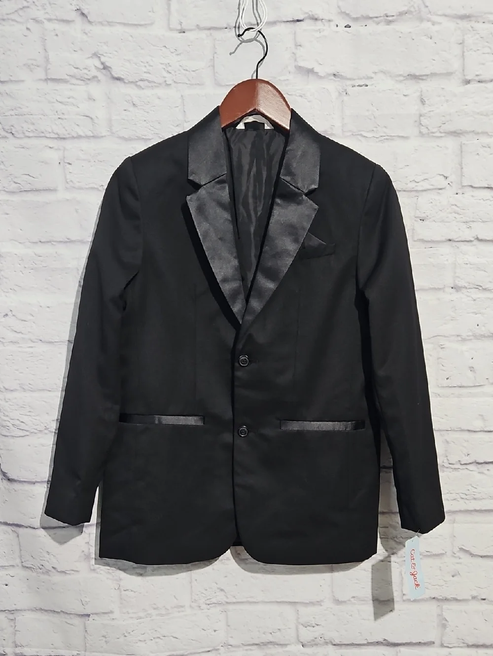 Cat & Jack Black Satin-Trim Kids Blazer Jacket Tuxedo